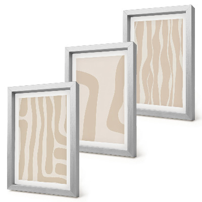 Ensemble de 3 tableaux Motifs abstraits, formes minimalistes, style bohème