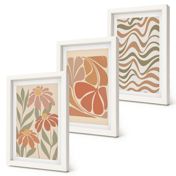 Mur de cadres Fleurs pastel et motifs abstraits