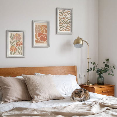 Mur de cadres Fleurs pastel et motifs abstraits