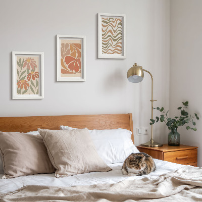 Mur de cadres Fleurs pastel et motifs abstraits