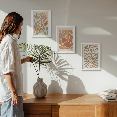 Mur de cadres Fleurs pastel et motifs abstraits