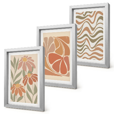 Mur de cadres Fleurs pastel et motifs abstraits