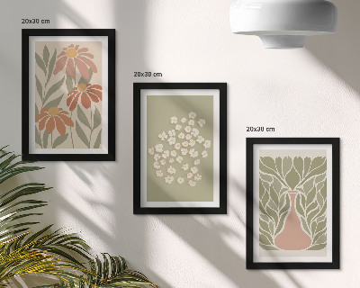 Ensemble de 3 tableaux Motifs floraux, motifs minimalistes, style bohème