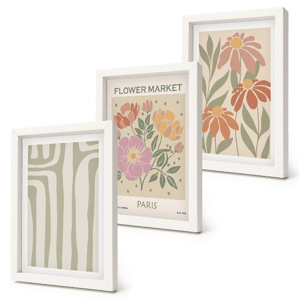 Lot de 3 tableaux Affiche à motifs botaniques, minimalisme parisien