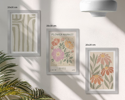 Lot de 3 tableaux Affiche à motifs botaniques, minimalisme parisien