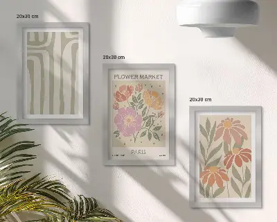 Lot de 3 tableaux affiches à motifs botaniques style minimalisme parisien