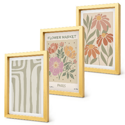 Lot de 3 tableaux Affiche à motifs botaniques, minimalisme parisien