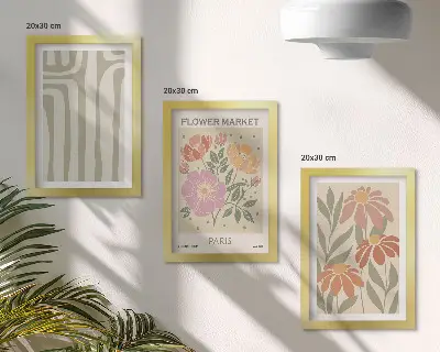 Lot de 3 tableaux affiches à motifs botaniques style minimalisme parisien