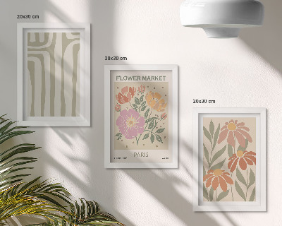 Lot de 3 tableaux Affiche à motifs botaniques, minimalisme parisien