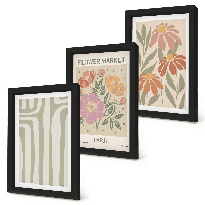 Lot de 3 tableaux Affiche à motifs botaniques, minimalisme parisien