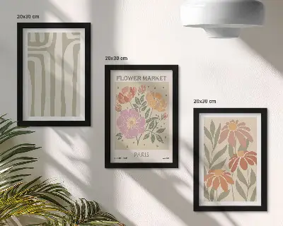 Lot de 3 tableaux affiches à motifs botaniques style minimalisme parisien