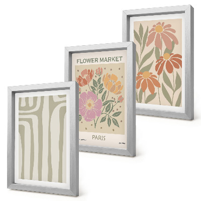 Lot de 3 tableaux Affiche à motifs botaniques, minimalisme parisien