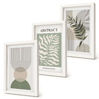 Ensemble de 3 tableaux Abstraits botaniques style bohème rustique
