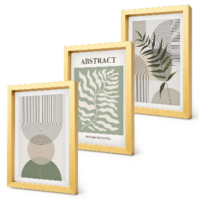 Ensemble de 3 tableaux Abstraits botaniques style bohème rustique