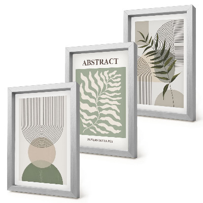 Ensemble de 3 tableaux Abstraits botaniques style bohème rustique