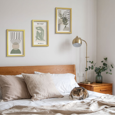 Lot de 3 tableaux Des graphismes élégants avec des formes abstraites et des plantes