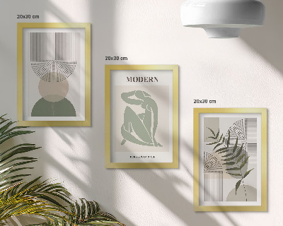 Lot de 3 tableaux Des graphismes élégants avec des formes abstraites et des plantes