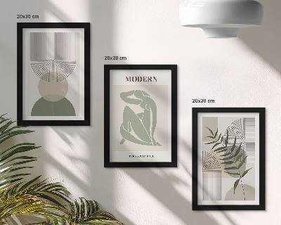 Lot de 3 tableaux Des graphismes élégants avec des formes abstraites et des plantes