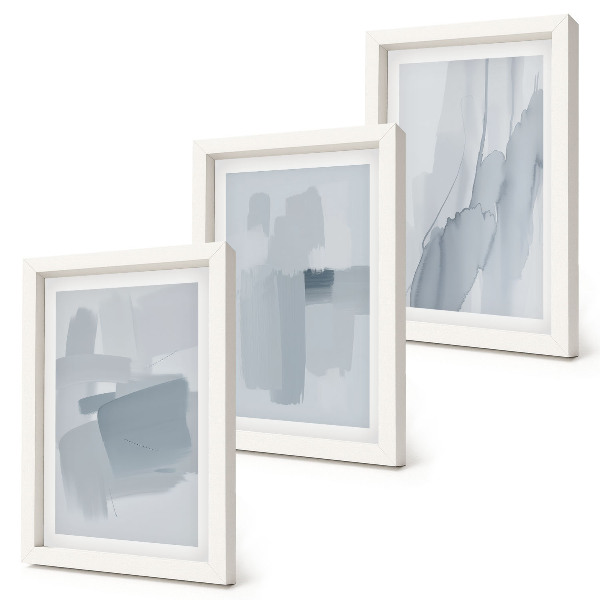 Ensemble de 3 tableaux Compositions abstraites de style aquarelle