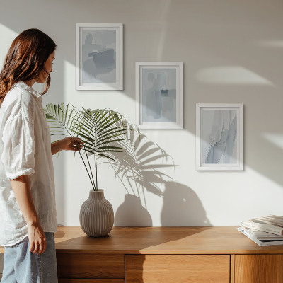 Ensemble de 3 tableaux Compositions abstraites de style aquarelle