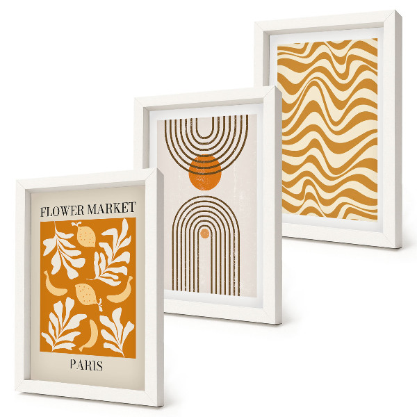 Lot de 3 tableaux Affiches de mode à motifs floraux et géométriques