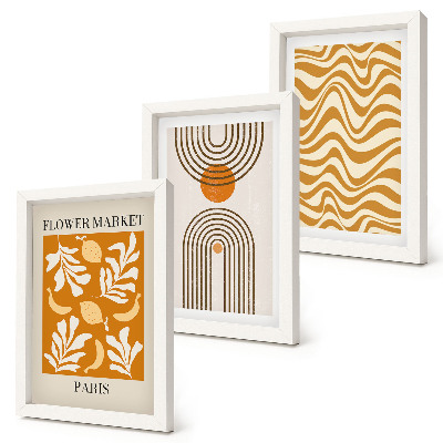 Lot de 3 tableaux Affiches de mode à motifs floraux et géométriques