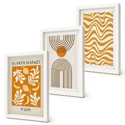 Lot de 3 affiches avec motifs floraux et géométriques