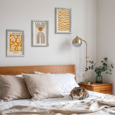 Lot de 3 tableaux Affiches de mode à motifs floraux et géométriques