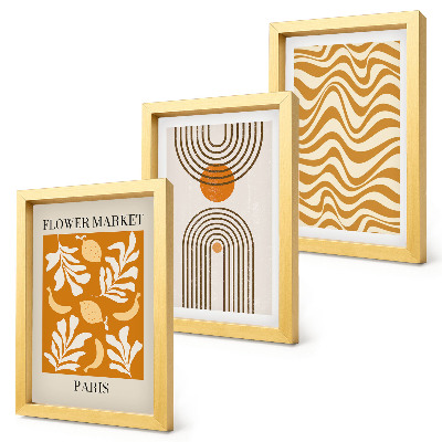 Lot de 3 tableaux Affiches de mode à motifs floraux et géométriques