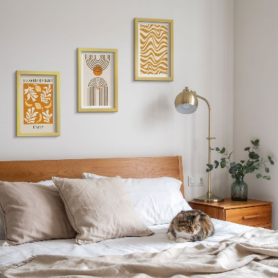 Lot de 3 tableaux Affiches de mode à motifs floraux et géométriques