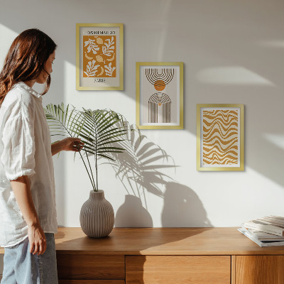 Lot de 3 tableaux Affiches de mode à motifs floraux et géométriques