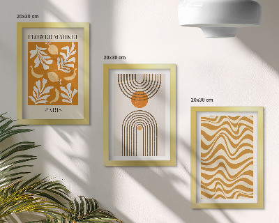 Lot de 3 tableaux Affiches de mode à motifs floraux et géométriques