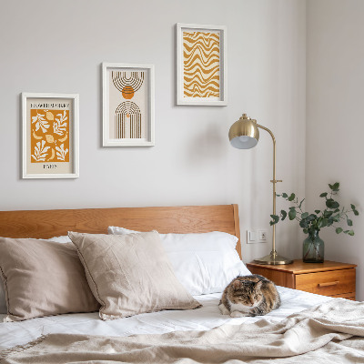 Lot de 3 tableaux Affiches de mode à motifs floraux et géométriques