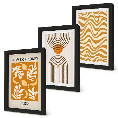 Lot de 3 tableaux Affiches de mode à motifs floraux et géométriques