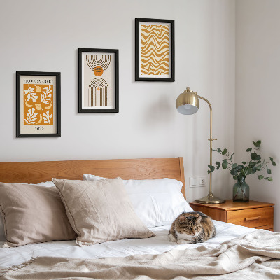 Lot de 3 tableaux Affiches de mode à motifs floraux et géométriques