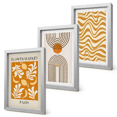 Lot de 3 tableaux Affiches de mode à motifs floraux et géométriques