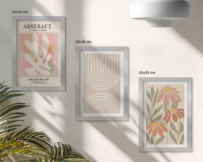Ensemble de 3 tableaux Formes abstraites à motifs végétaux aux tons pastel