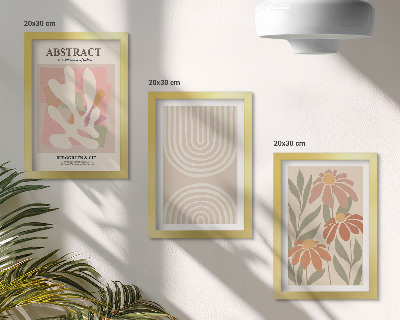 Ensemble de 3 tableaux Formes abstraites à motifs végétaux aux tons pastel
