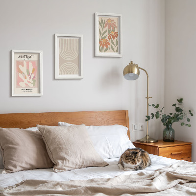 Ensemble de 3 tableaux Formes abstraites à motifs végétaux aux tons pastel