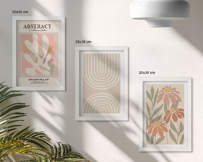 Ensemble de 3 tableaux Formes abstraites à motifs végétaux aux tons pastel