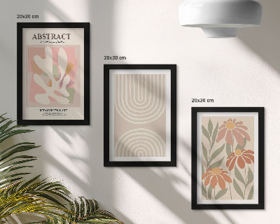 Ensemble de 3 tableaux Formes abstraites à motifs végétaux aux tons pastel