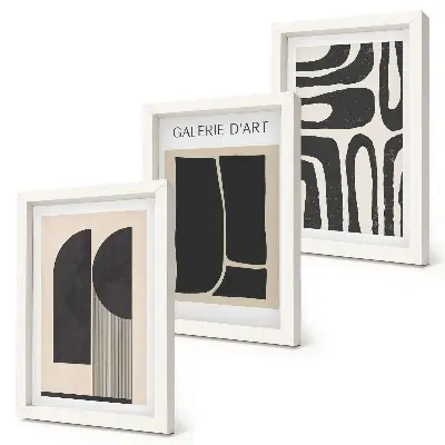 Mur de cadres avec affiches minimalistes aux formes abstraites