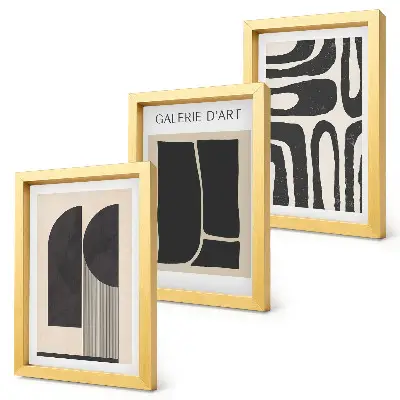 Mur de cadres avec affiches minimalistes aux formes abstraites