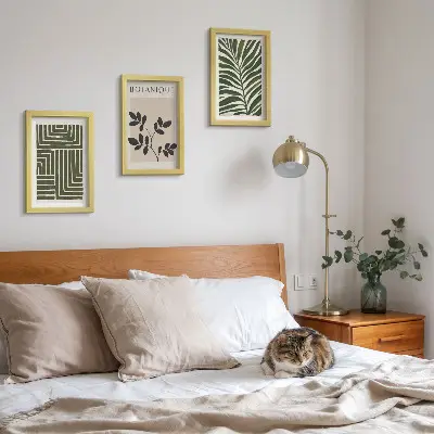 Lot de 3 tableaux compositions botaniques dans un style minimaliste bohème