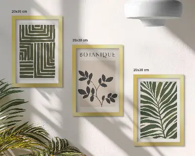Lot de 3 tableaux compositions botaniques dans un style minimaliste bohème