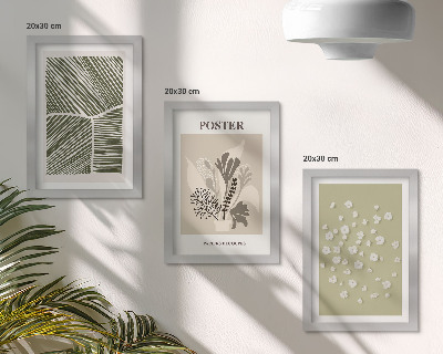Ensemble de 3 tableaux Motifs végétaux aux couleurs et motifs discrets