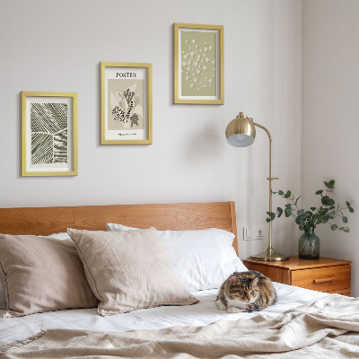 Ensemble de 3 tableaux Motifs végétaux aux couleurs et motifs discrets
