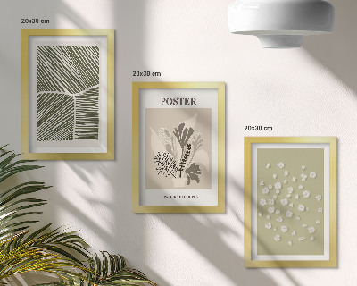 Ensemble de 3 tableaux Motifs végétaux aux couleurs et motifs discrets