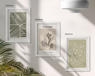 Ensemble de 3 tableaux Motifs végétaux aux couleurs et motifs discrets