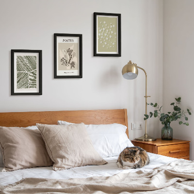 Ensemble de 3 tableaux Motifs végétaux aux couleurs et motifs discrets